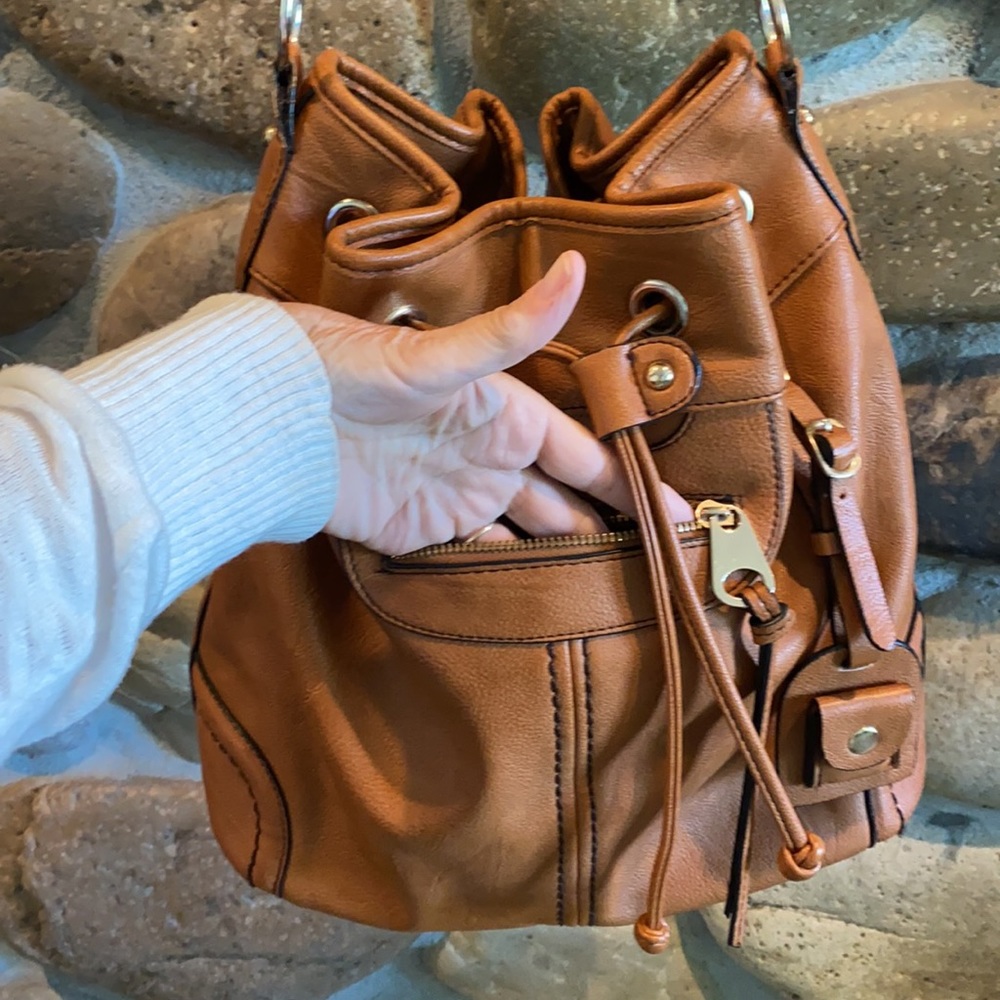 Scarleton Large Drawstring Brown Bag - Picture 4 of 12